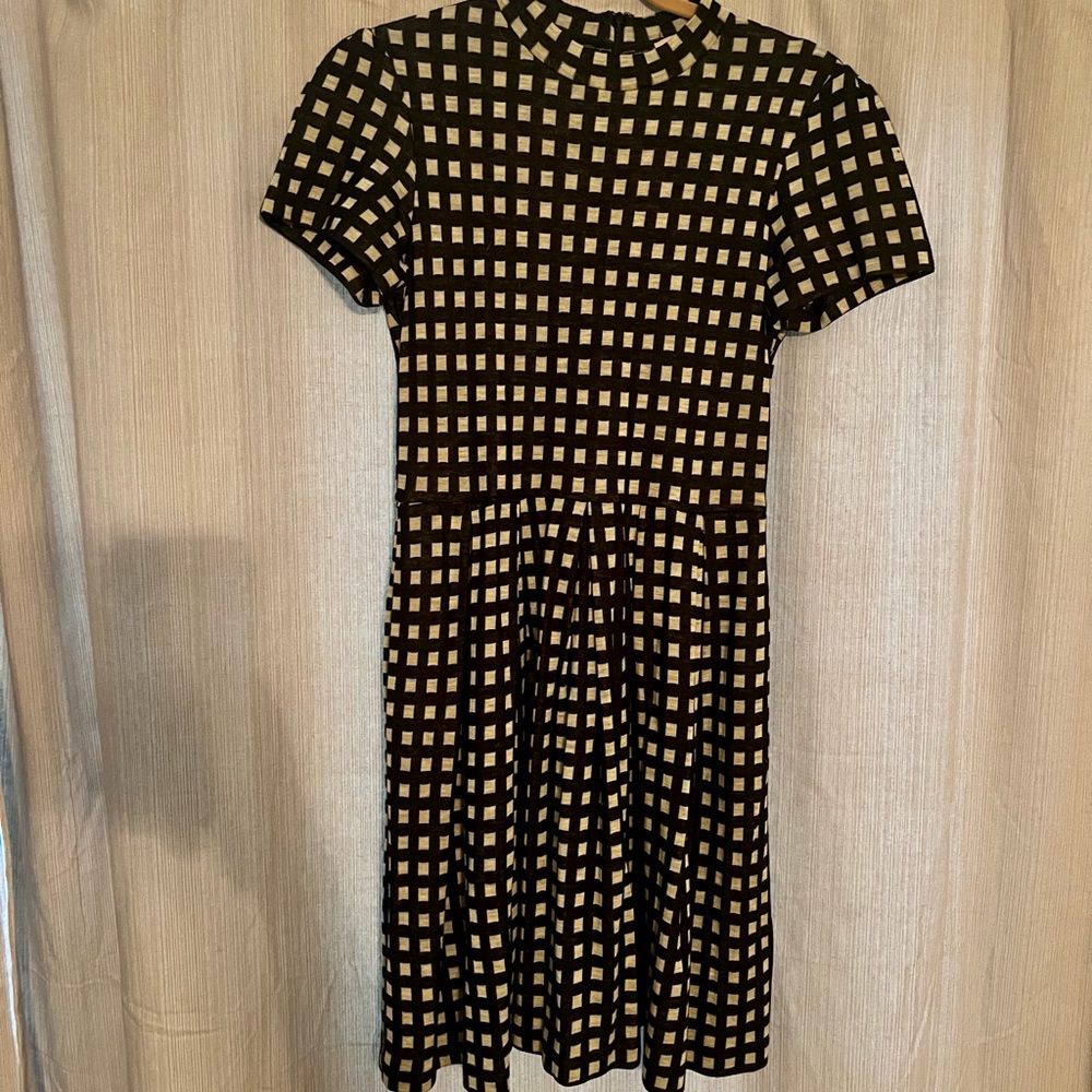 Hutch (by Anthropologie) short sleeve black and white gingham dress; size small